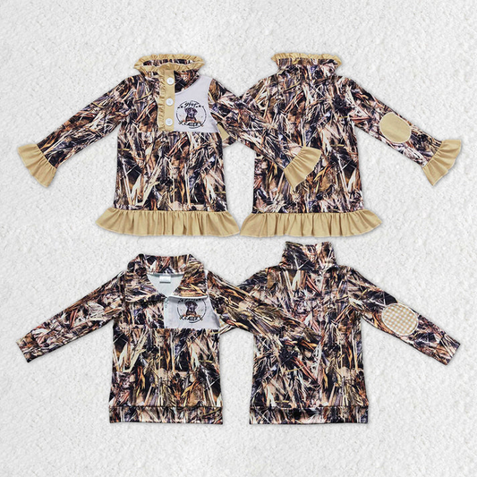 RTS NO MOQ Baby kid Camouflage dog pullover long sleeve top