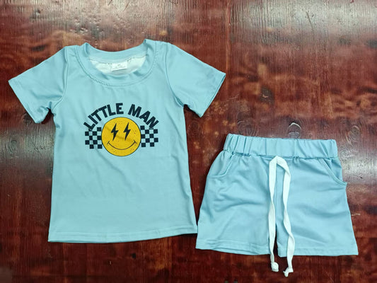 Custom moq 3 eta 6-7weeks baby boys clothes smiley short Sleeve shorts sets