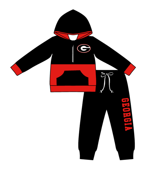Custom moq 5 mix size eta 6-8weeks milk silk summer teams black baby boy clothes hooded long sleeve pants sets-25.10.24