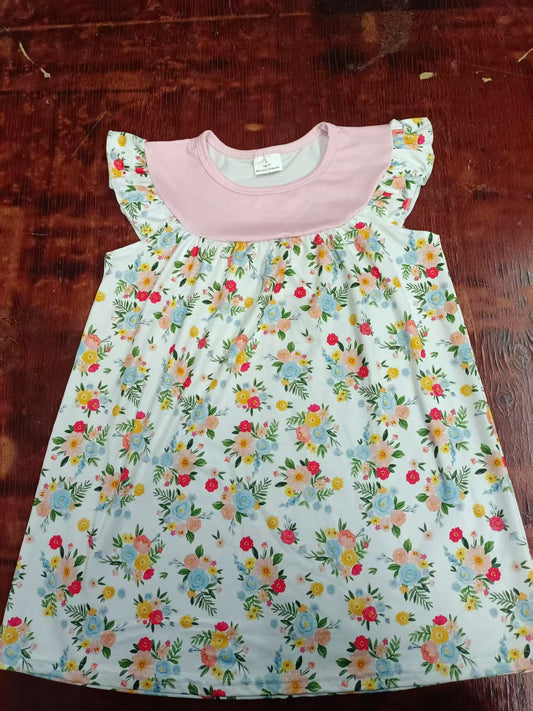 Custom moq 3 eta 6-7weeks baby girl clothes floral sleeveless dress