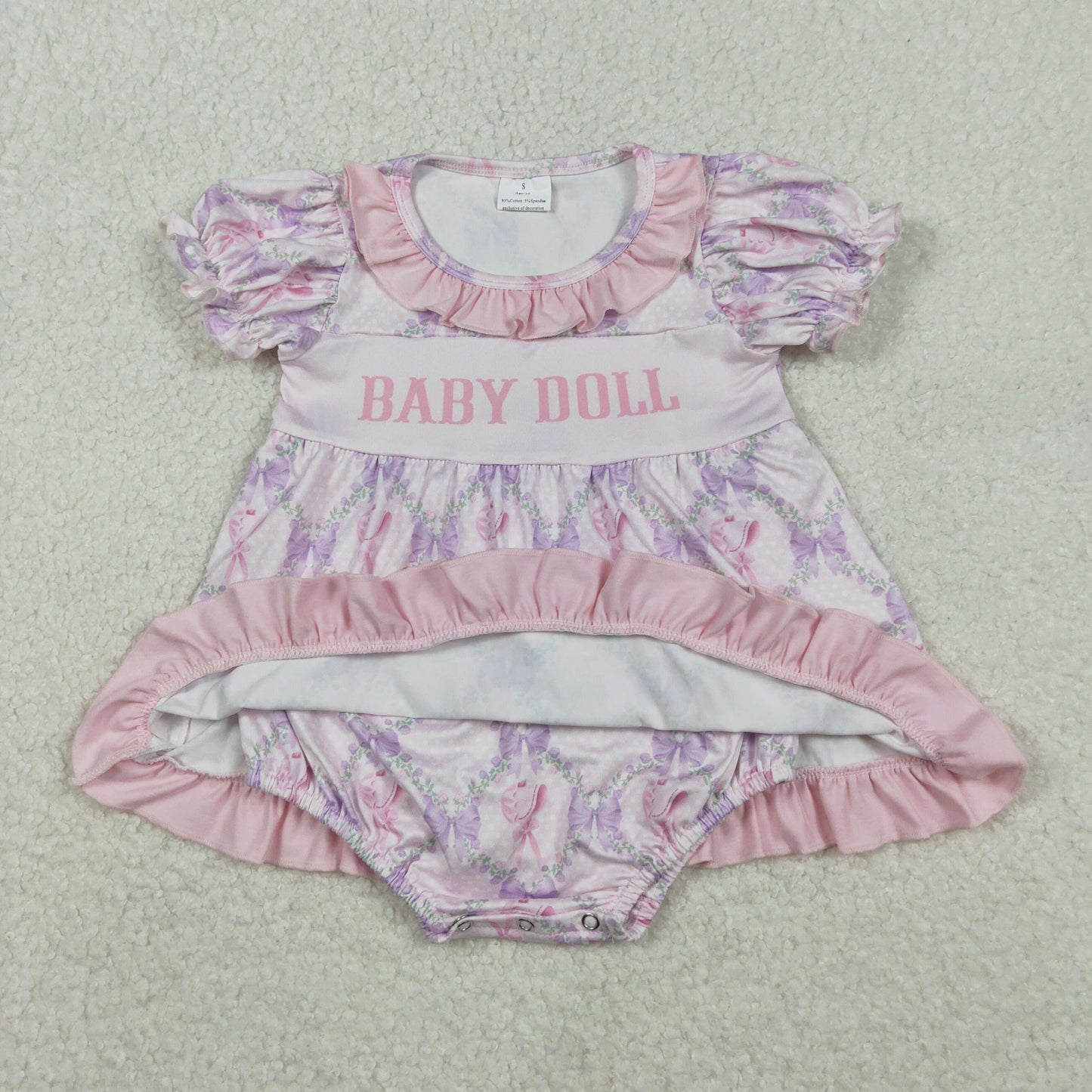 RTS NO MOQ Sibling Baby girl cothes Doll Floral Bow Pattern Plaid Short-Sleeve rompers