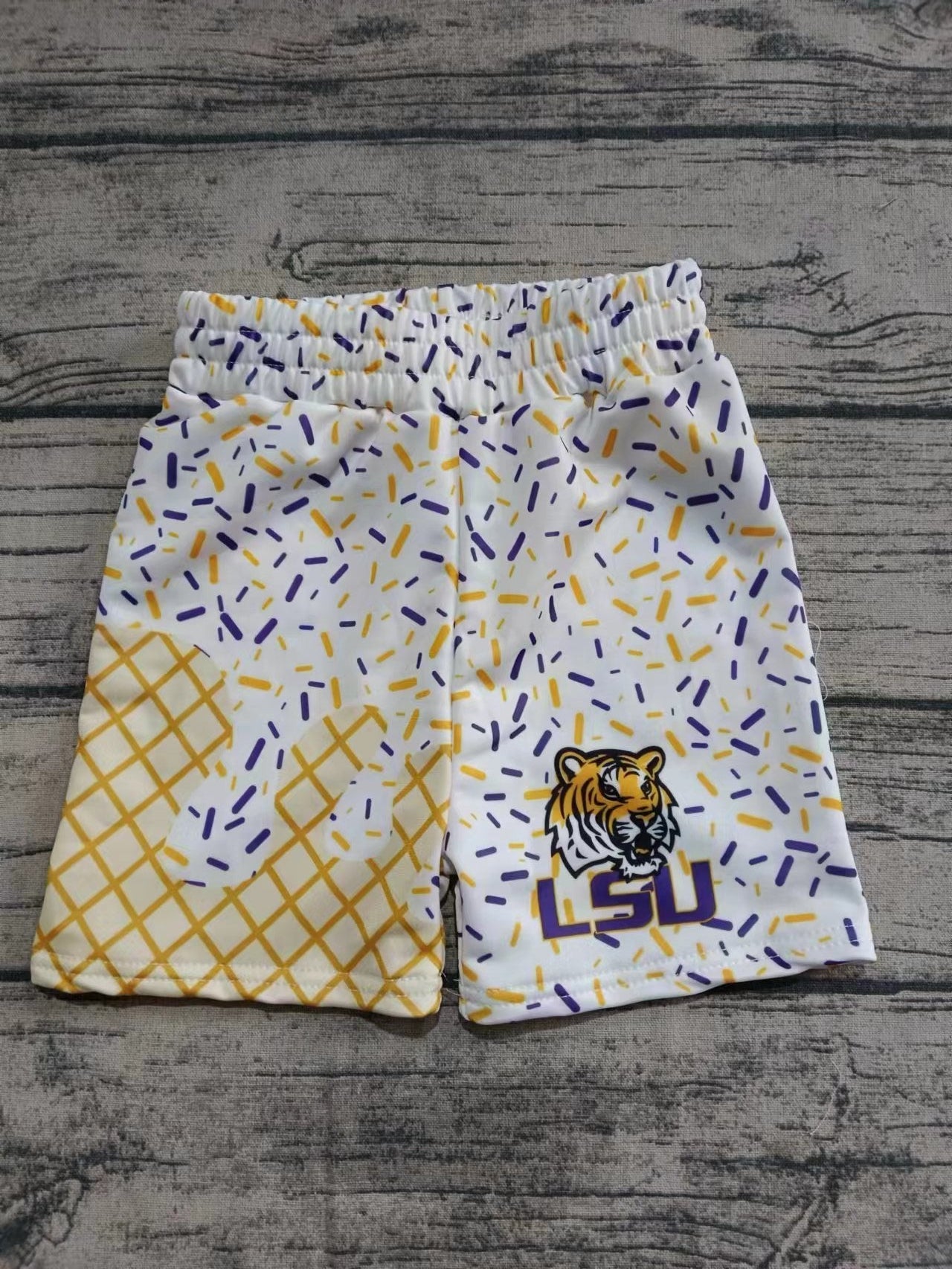 custom moq 3 eta 6-8weeks kids and adult Gold White Beach Summer Shorts