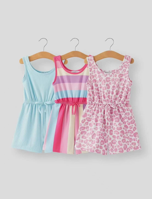 Custom summer baby girls clothes sleeveless jumpsuits 3