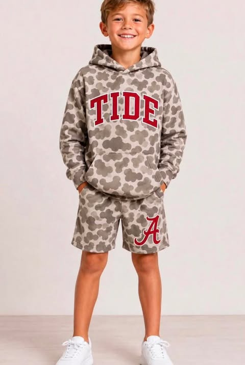 custom moq 5 mix size milk silk fabric DYGEJN0101 Baby Boys  Camo Hoodie And Shorts Team Outfit