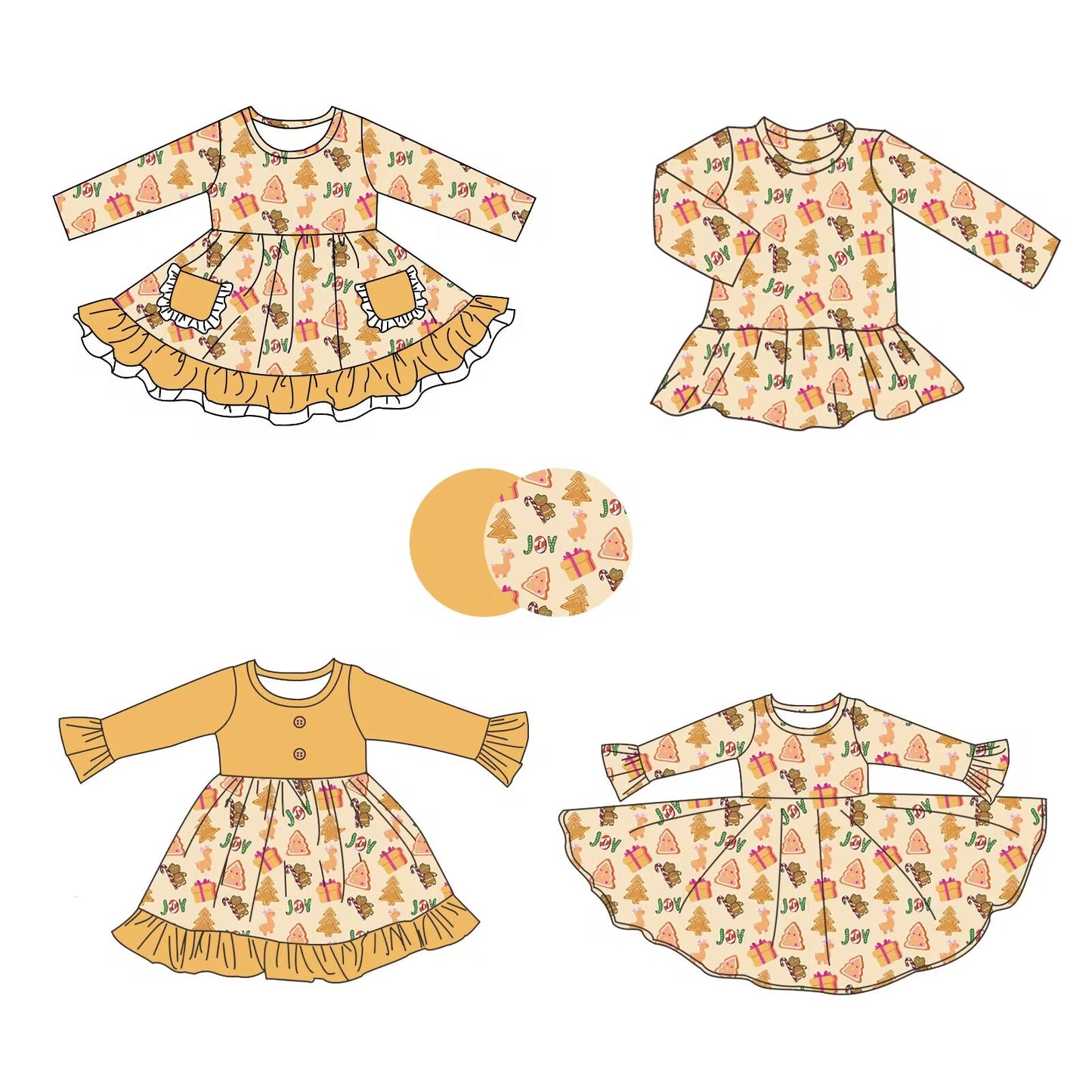 Custom moq 5 each style eta 6-7weeks baby girl clothes long sleeve dress 4 -25.8.29