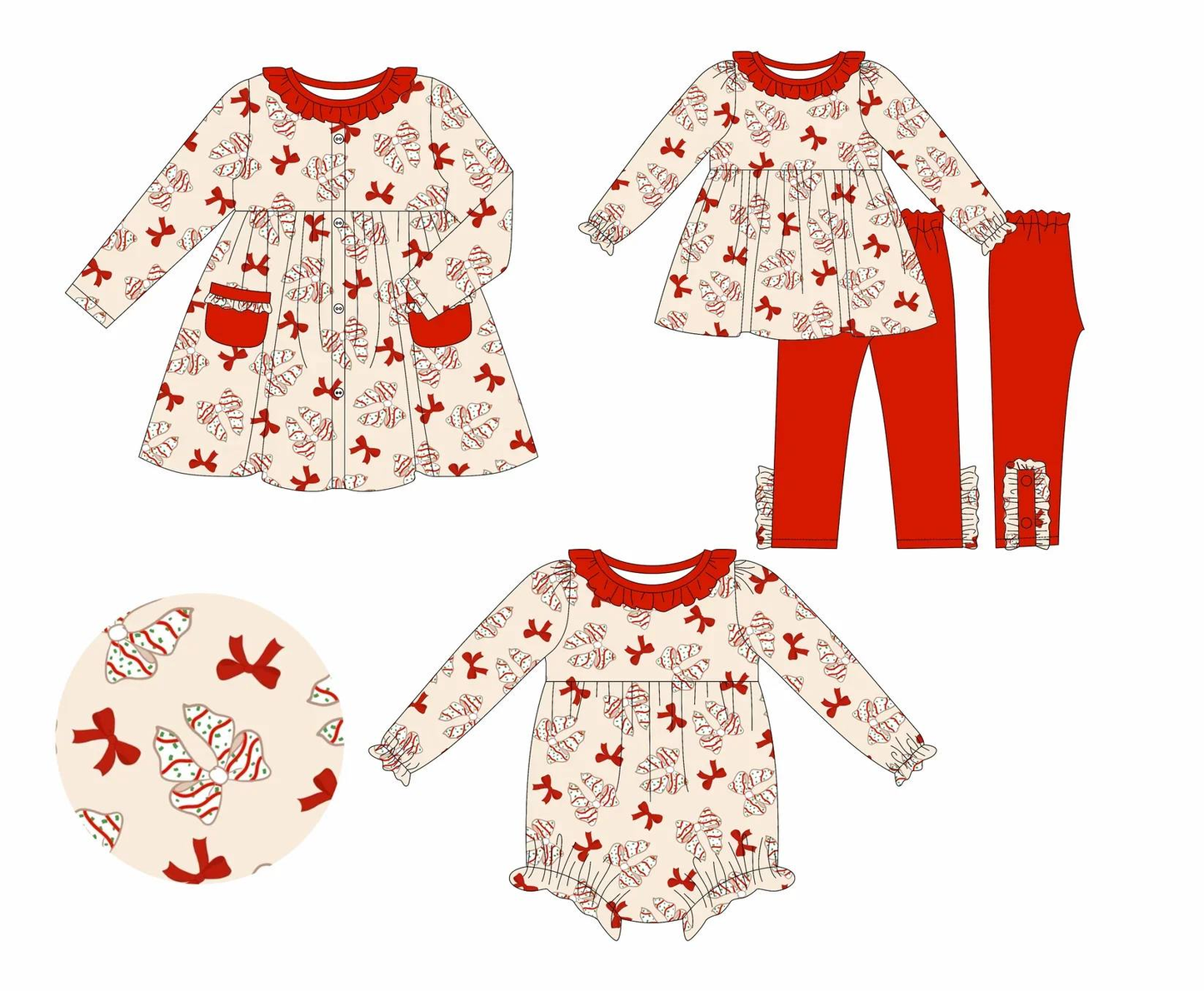 Custom moq 5 each style eta 6-7weeks baby girl clothes Christmsa bow long sleeve pant sets and dress and romper-25.7.26