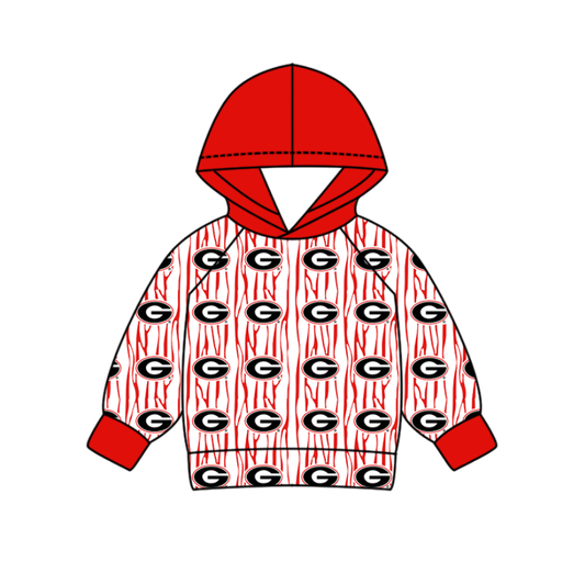 Custom moq 5 mix size milk silk summer team baby boys clothes red hooded long sleeve top-25.10.30