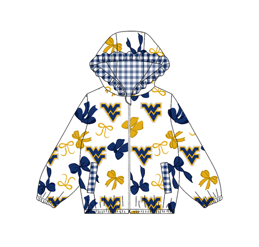 Custom moq 8 mix size milk silk summer team baby girls clothes bow blue hooded long sleeve top-25.9.19
