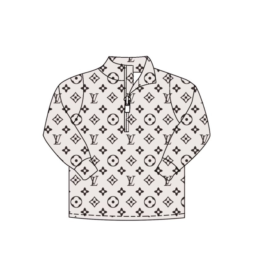 Custom moq 5 each color mix size eta 6-8weeks Pink Brown Letter Zipper Girls Pullover Top