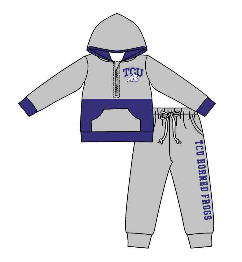 Custom moq 5 mix size eta 6-8weeks milk silk summer teams baby boy clothes hooded long sleeve pants sets-25.10.23