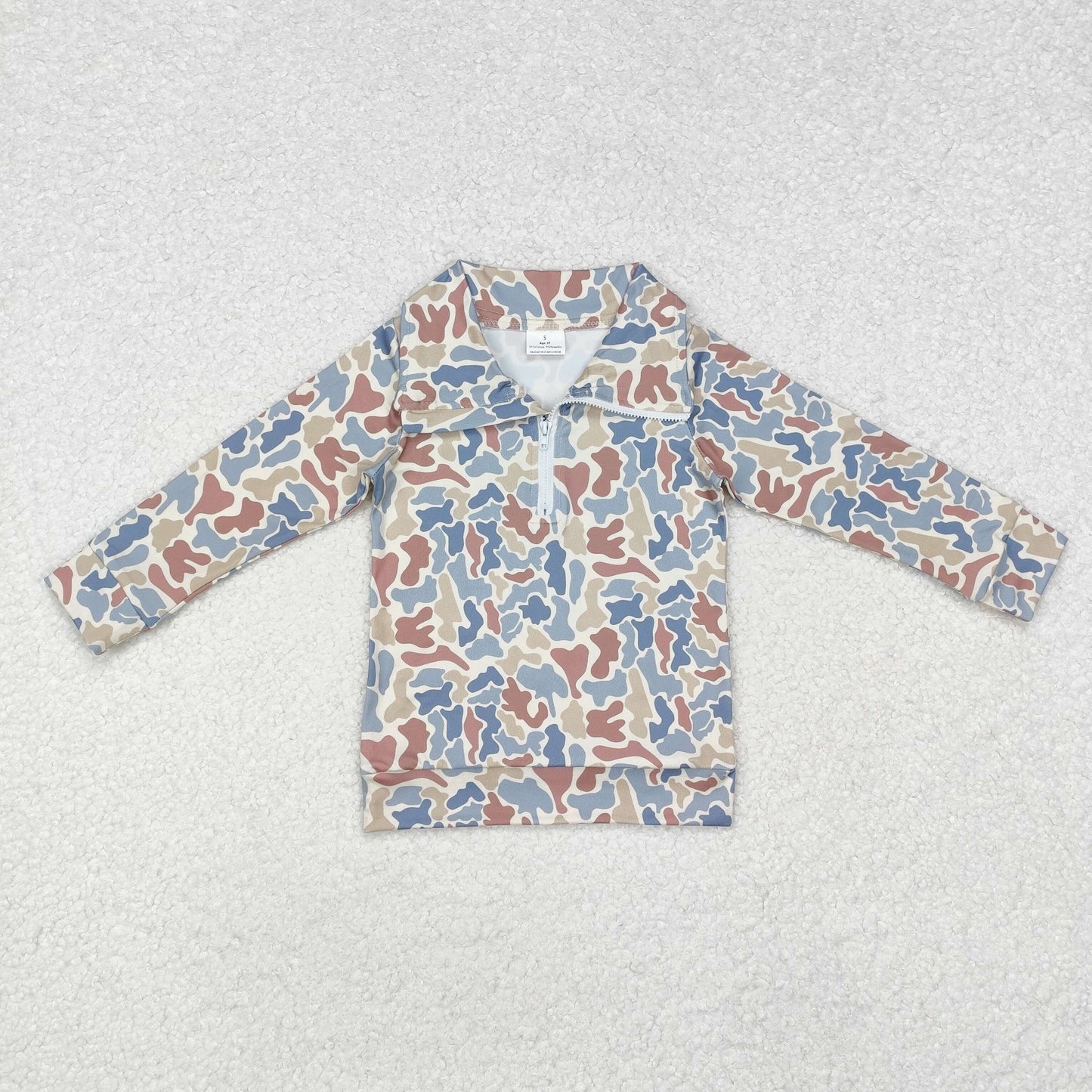 RTS NO MOQ ETA 5/7days arrived BT0870 Brown green and blue camouflage zipper long-sleeved top