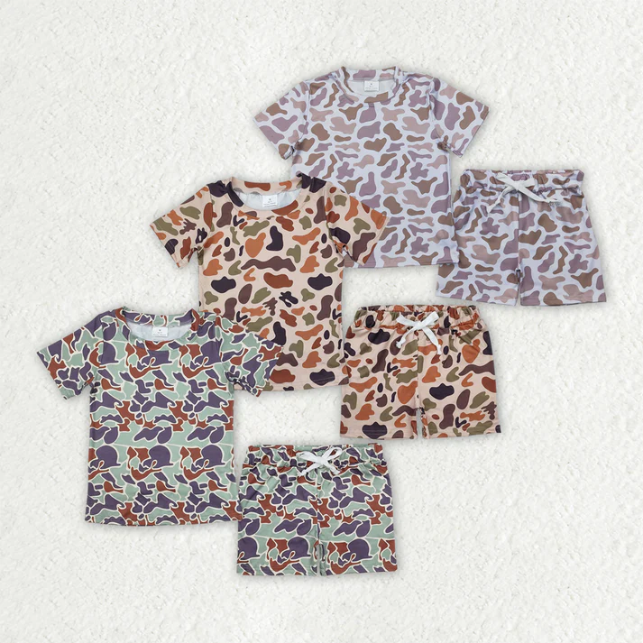 RTS NO MOQ Baby boy clothes camouflage short Sleeve shorts Suit
