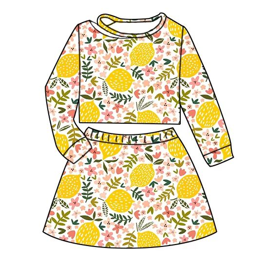Custom moq 5 each style eta 6-7weeks baby girls summer long sleeve skirts shorts sets -25.7.25