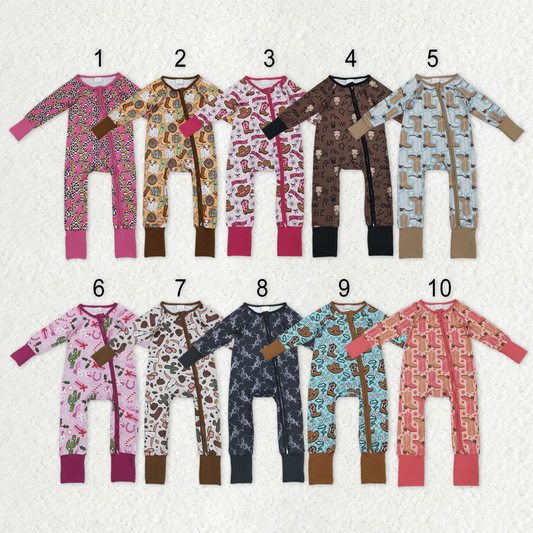 RTS NO MOQ Sibling Baby boy girls clothes western boots long-sleeve rompers