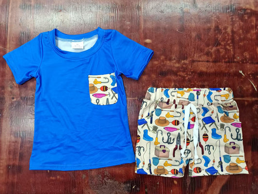 Custom moq 3 eta 6-7weeks baby boy clothes blue short sleeve shorts sets-25.5.8