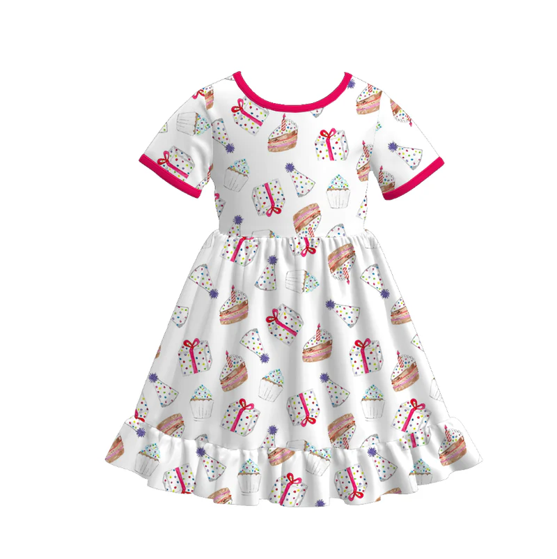 Custom moq 5 each style eta 6-7weeks milk silk baby girls summer short sleeves dresses 6-25.7.14