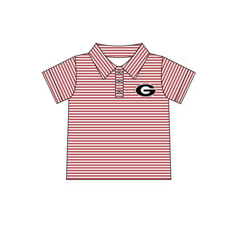 custom eta 6-8weeks moq 3 Baby boys clothes team G red and white striped summer tshirt