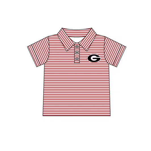 custom eta 6-8weeks moq 3 Baby boys clothes team G red and white striped summer tshirt