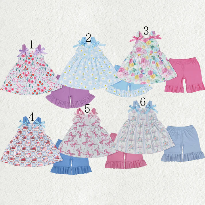 Sibling Baby Girls clothes Flowers Summer Sibling Sister Clothes Sets