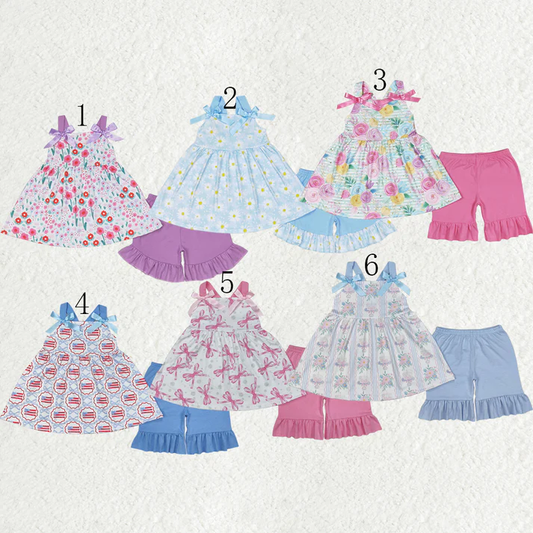 Sibling Baby Girls clothes Flowers Summer Sibling Sister Clothes Sets