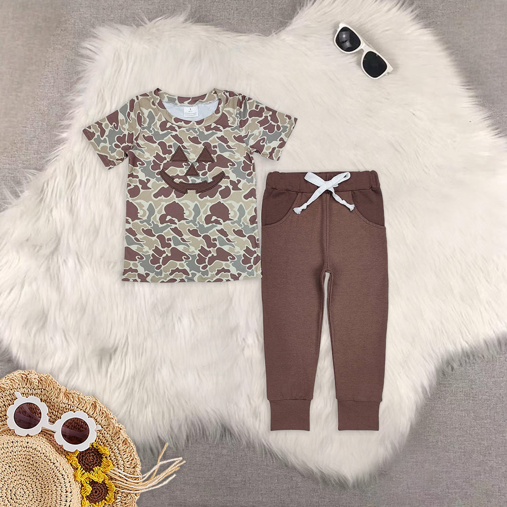 RTS NO MOQ baby boy clothes Embroidery short sleeve pants Sets