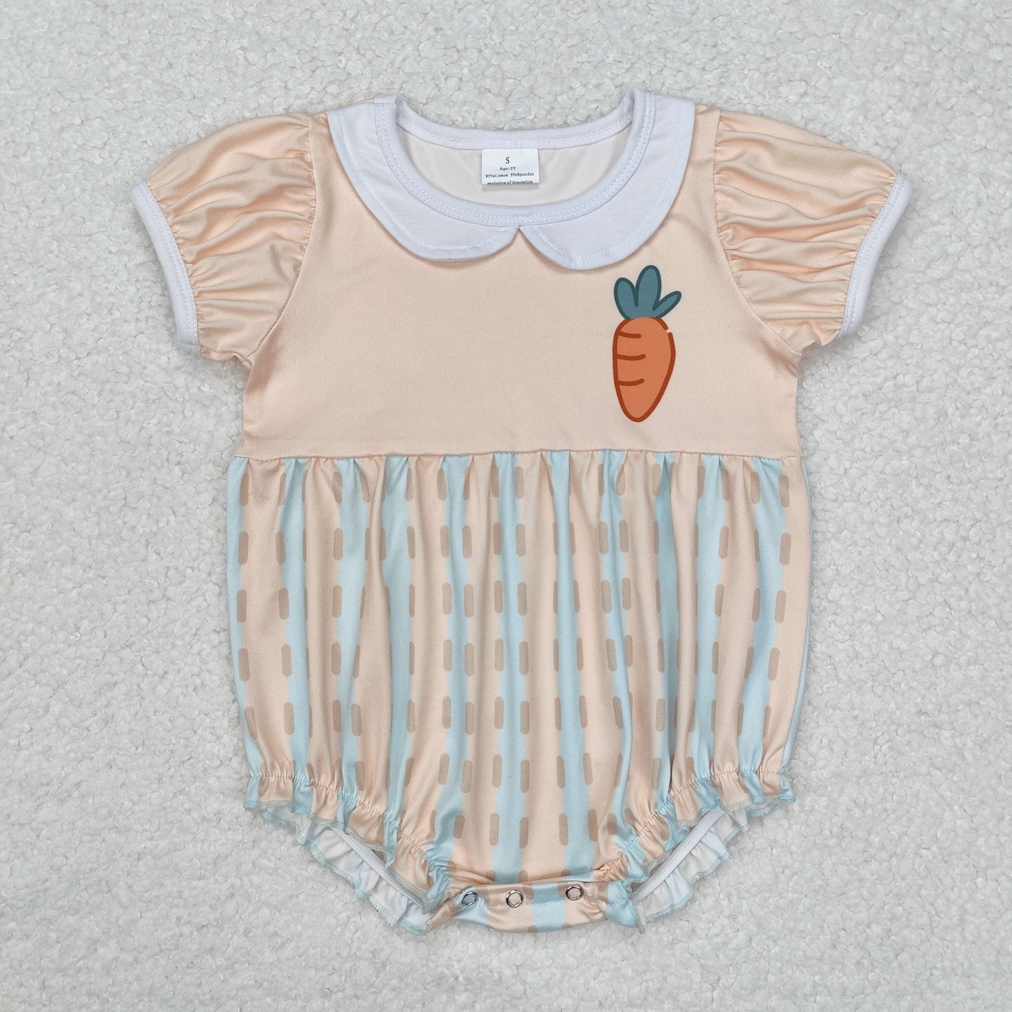 RTS NO MOQ ETA 5/7days arrived SR2225 Easter carrot striped baby collar short-sleeved jumpsuit