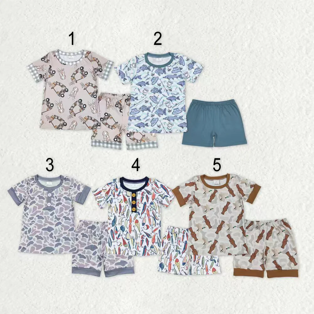 RTS NO MOQ Sibling Baby boy clothes camouflage Short Sleeve pants Suits