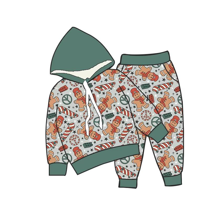 Custom moq 5 each style eta 6-7weeks baby girl clothes hooded long sleeve pants sets 1 and sets 4-25.7.25