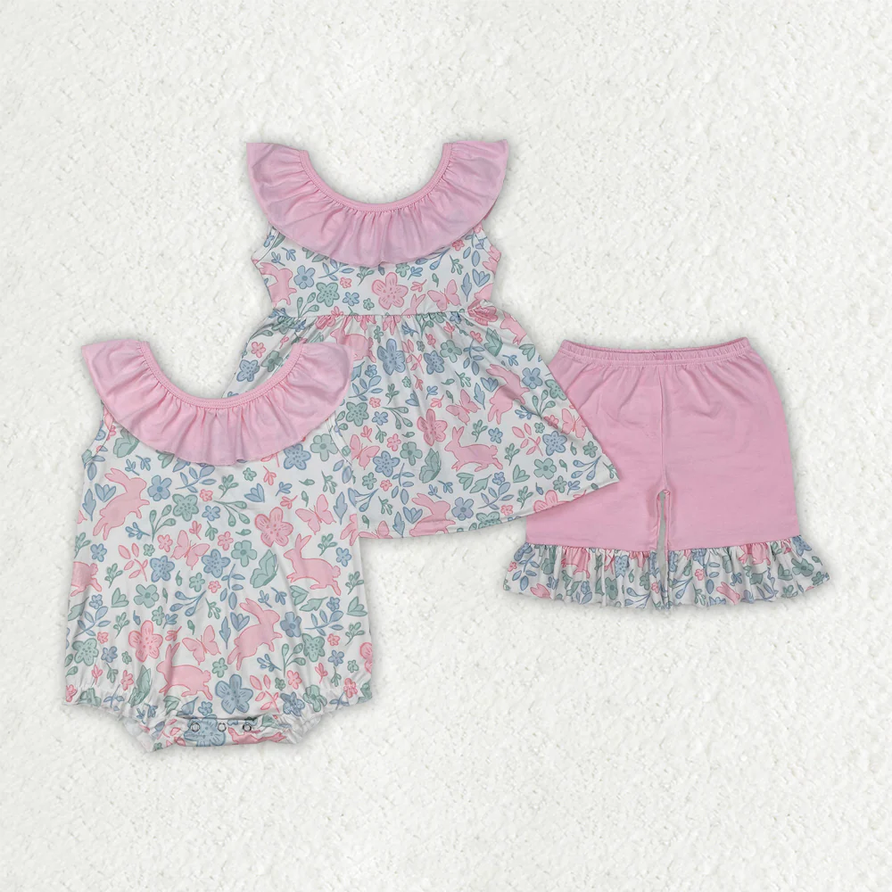 RTS NO MOQ baby girl clothes easter Rompers Clothes Sets