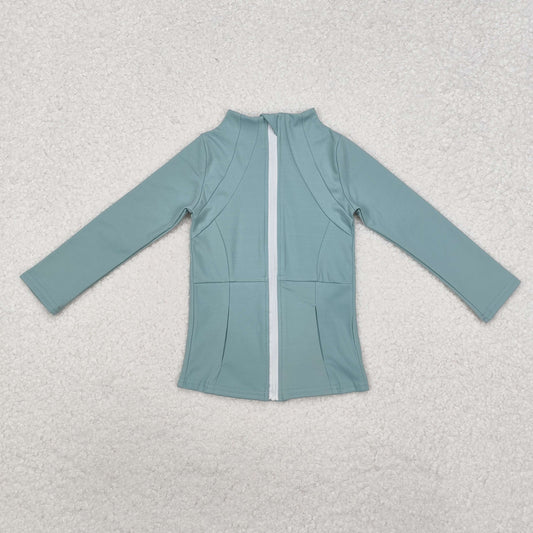 RTS NO MOQ ETA 5/7days Arrived GT0682 Dead grass green yoga wear zipper long sleeve top