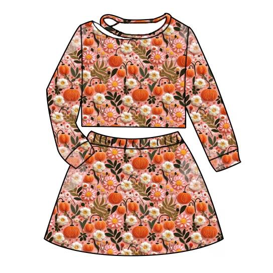Custom moq 5 each style eta 6-7weeks baby girls summer long sleeve skirts shorts sets -25.7.25