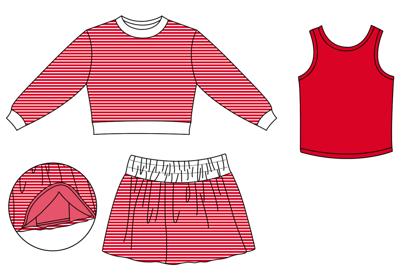 custom moq 5 mix size AM01 Yoga Baby Girls Striped Long Sleeve Top Solid Sleeveless Vest Striped Shorts 3 Pieces Yoga Outfit Set