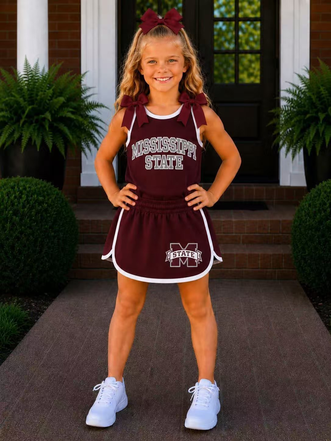custom moq 5 mix size AADH02 Baby Girls Checked Bow Sleeveless Tank Top Skirts Summer Team Outfit