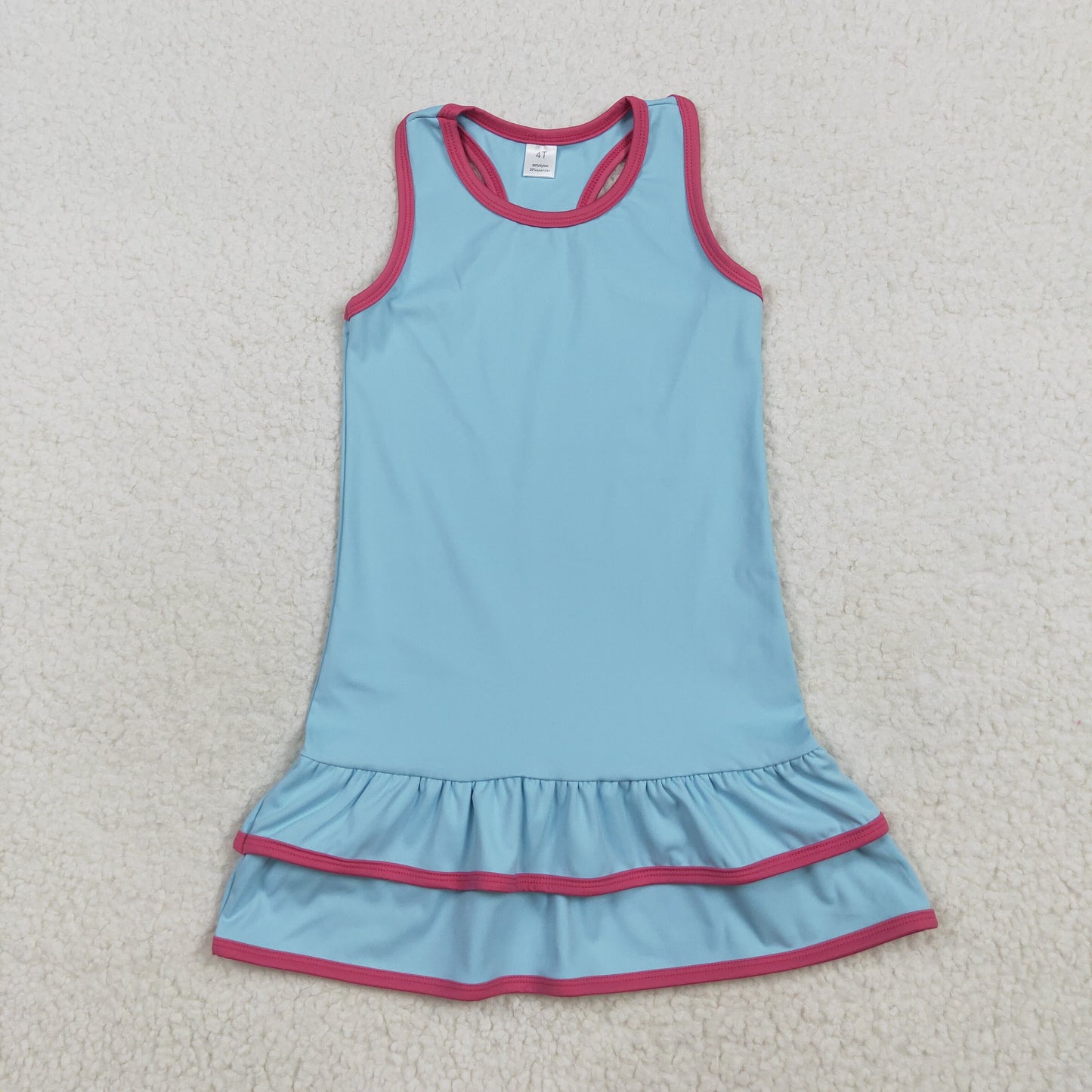 RTS NO MOQ（In Stock) GSD2631 solid light blue yoga sleeveless dress