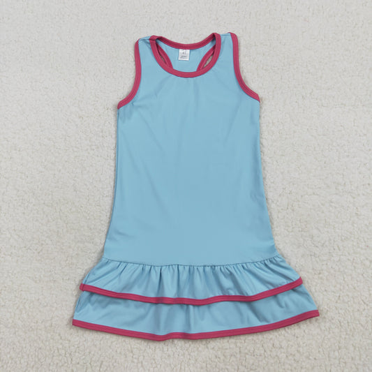 RTS NO MOQ（In Stock) GSD2631 solid light blue yoga sleeveless dress