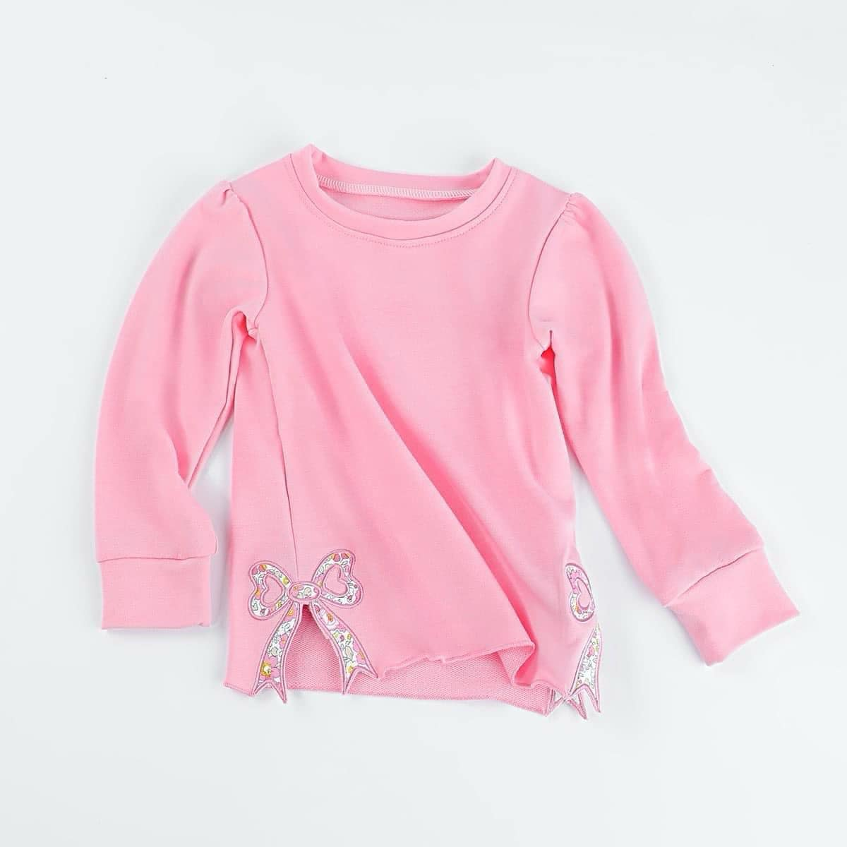 no moq sweatshirt materia with embribery girls bow top bow embriobery