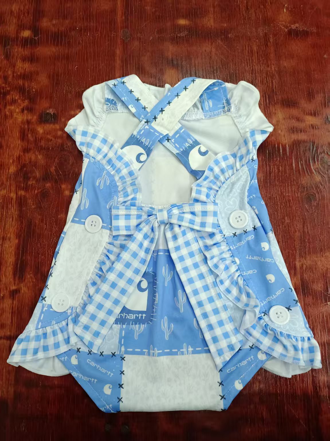 Custom moq 3 eta 6-7weeks baby girl clothes blue sleeveless romper