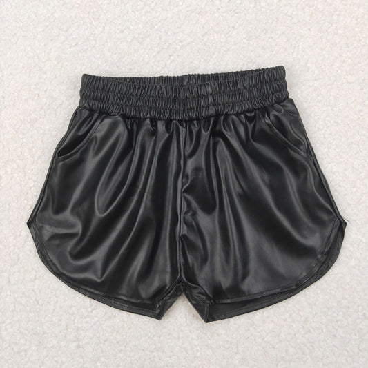 RTS NO MOQ ETA 5/7days arrived SS0413 Black shiny leather shorts