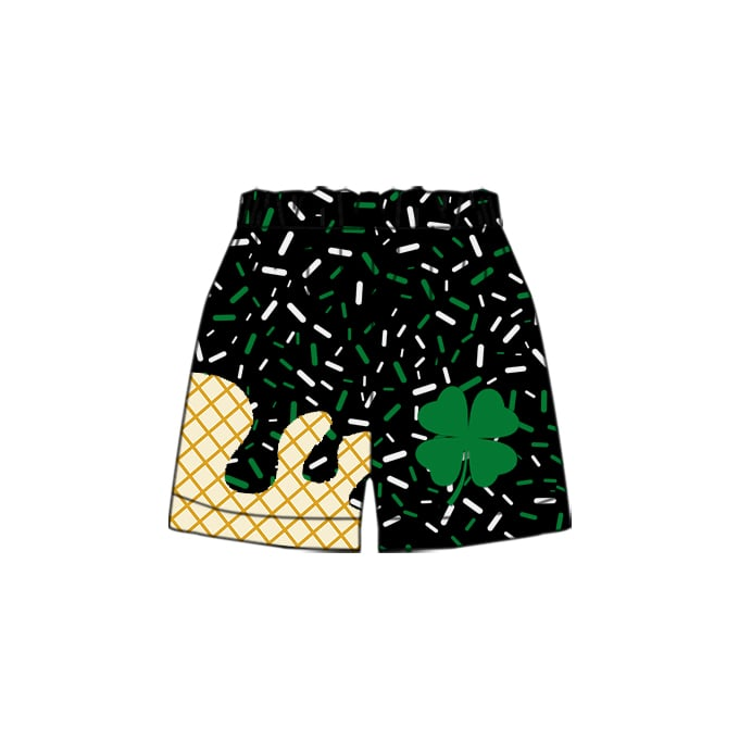 Custom moq 5 mix size baby girls  Summer ice cream four-leaf clover green summer love blessing clothes
