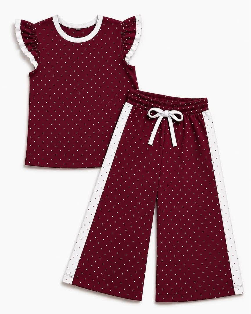 custom moq 5 mix size RRHRJI0102 Baby Girls Polka Dot Print Flutter Sleeve Top Pants Team Outfit