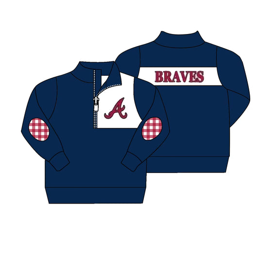 custom moq 3 eta 6-8weeks baby boys clothes navy blue button-down pullover