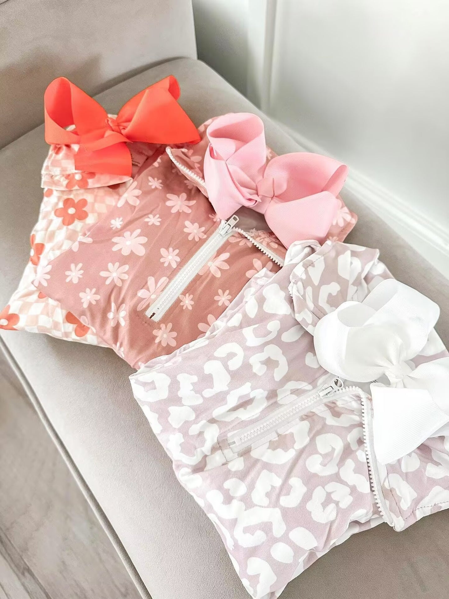 RTS NO MOQ Sibling Baby Girls clothes floral Zipper Stand Collar Pullover Long Sleeve Tops