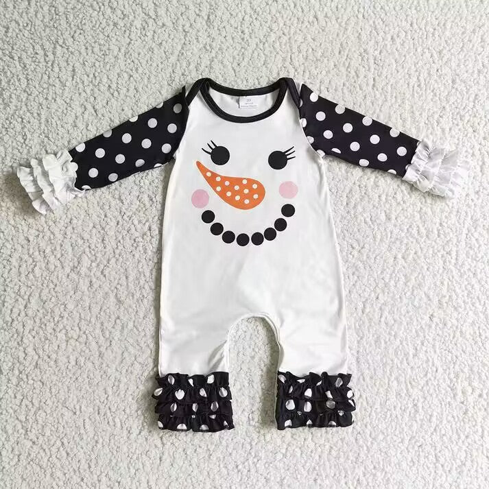 RTS NO MOQ Chili Snowman Print Long Sleeve Suit & Dress & Romper