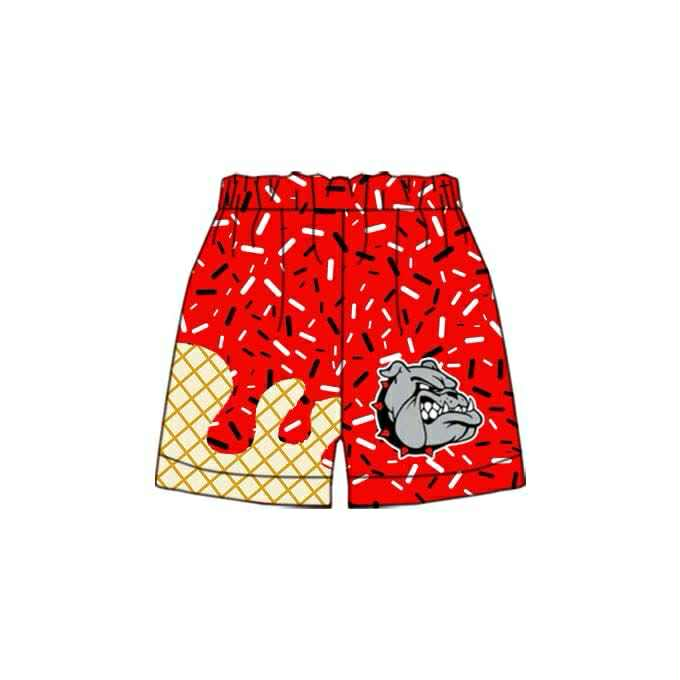 Custom summer teams baby girls clothes team red hooded short sleeve top and dress and shorts-25.6.9