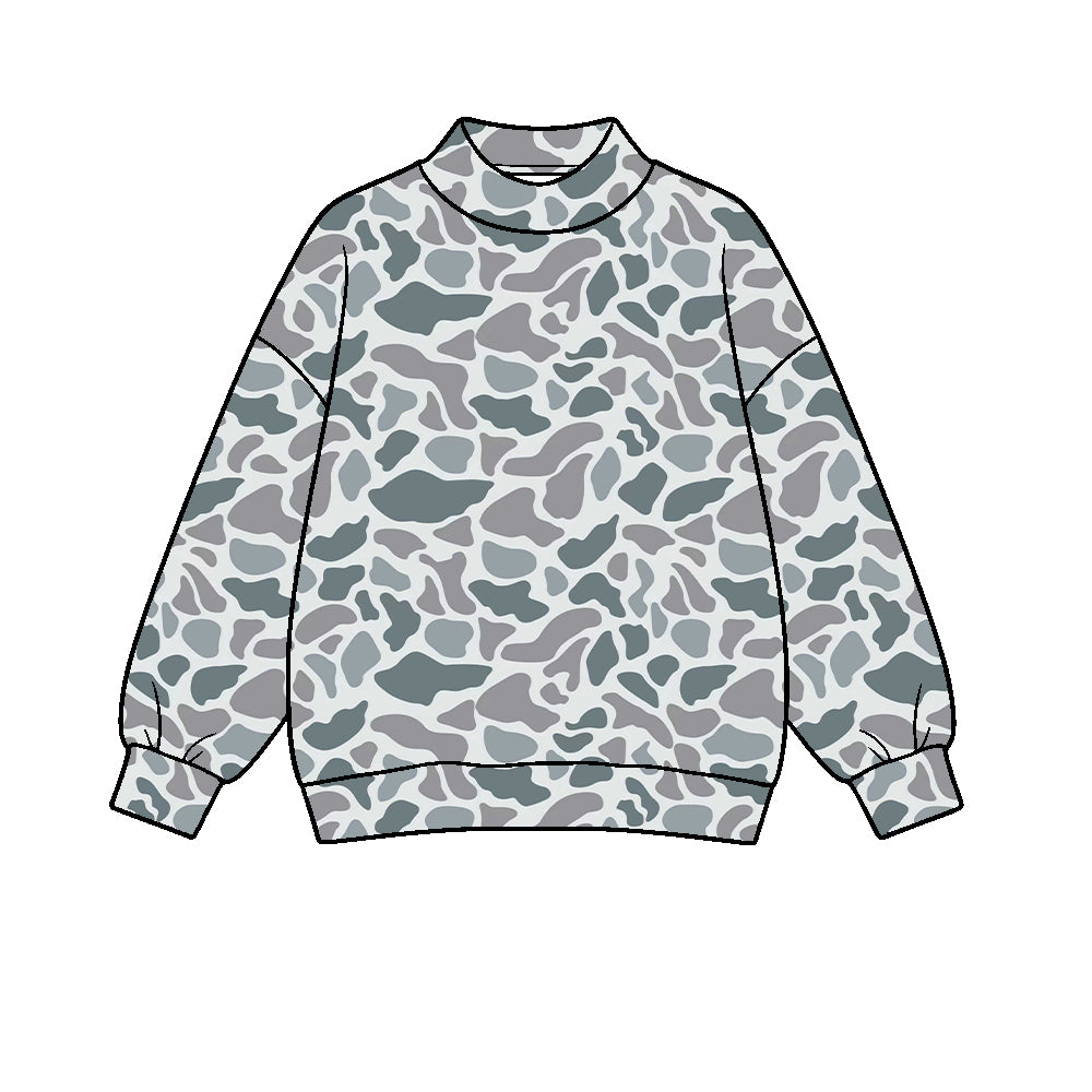 pre order no moq CAMOSW0101 High Neck Baby Kids Camo Print  Long Sleeve Pullover Sweatshirt Casual Top