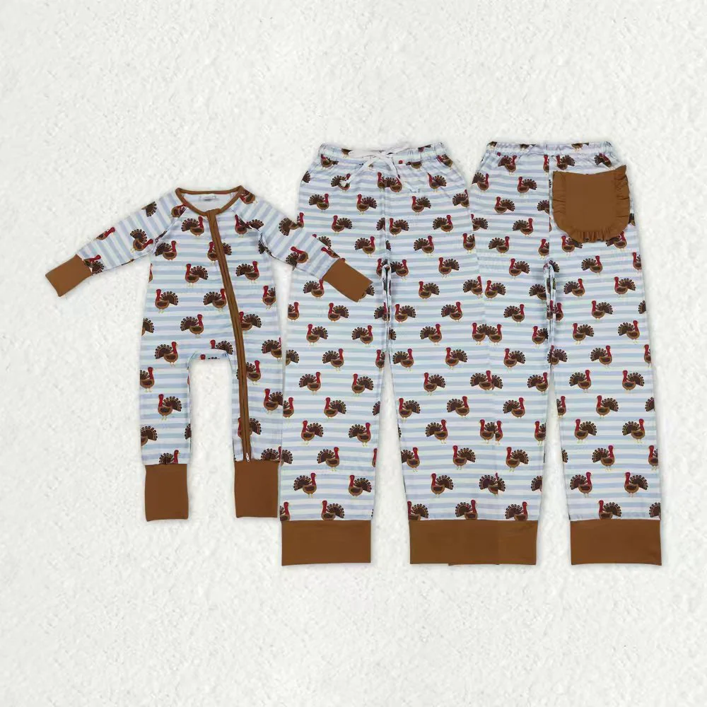 RTS NO MOQ Sibling Baby boy clothes turkey long-sleeved romper and adult pants