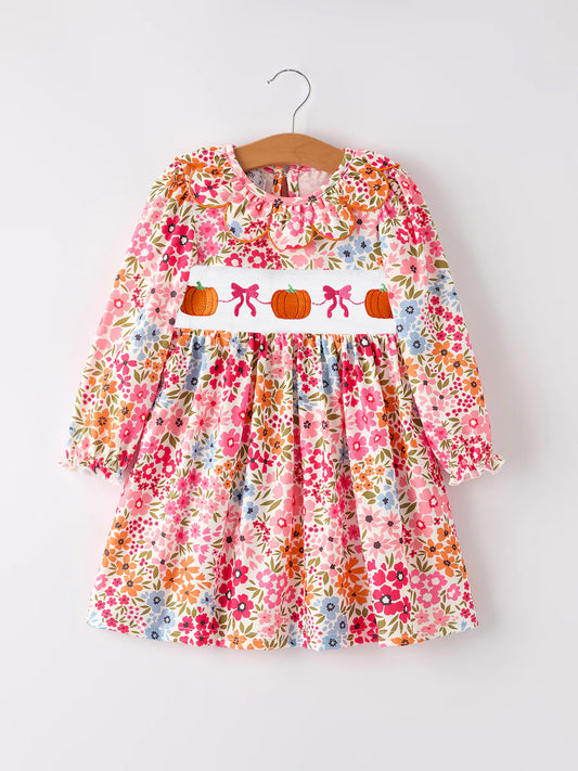 Custom moq 5 each style eta 6-7weeks baby girl clothes pumpkin bow long sleeve dress and romper-25.7.24