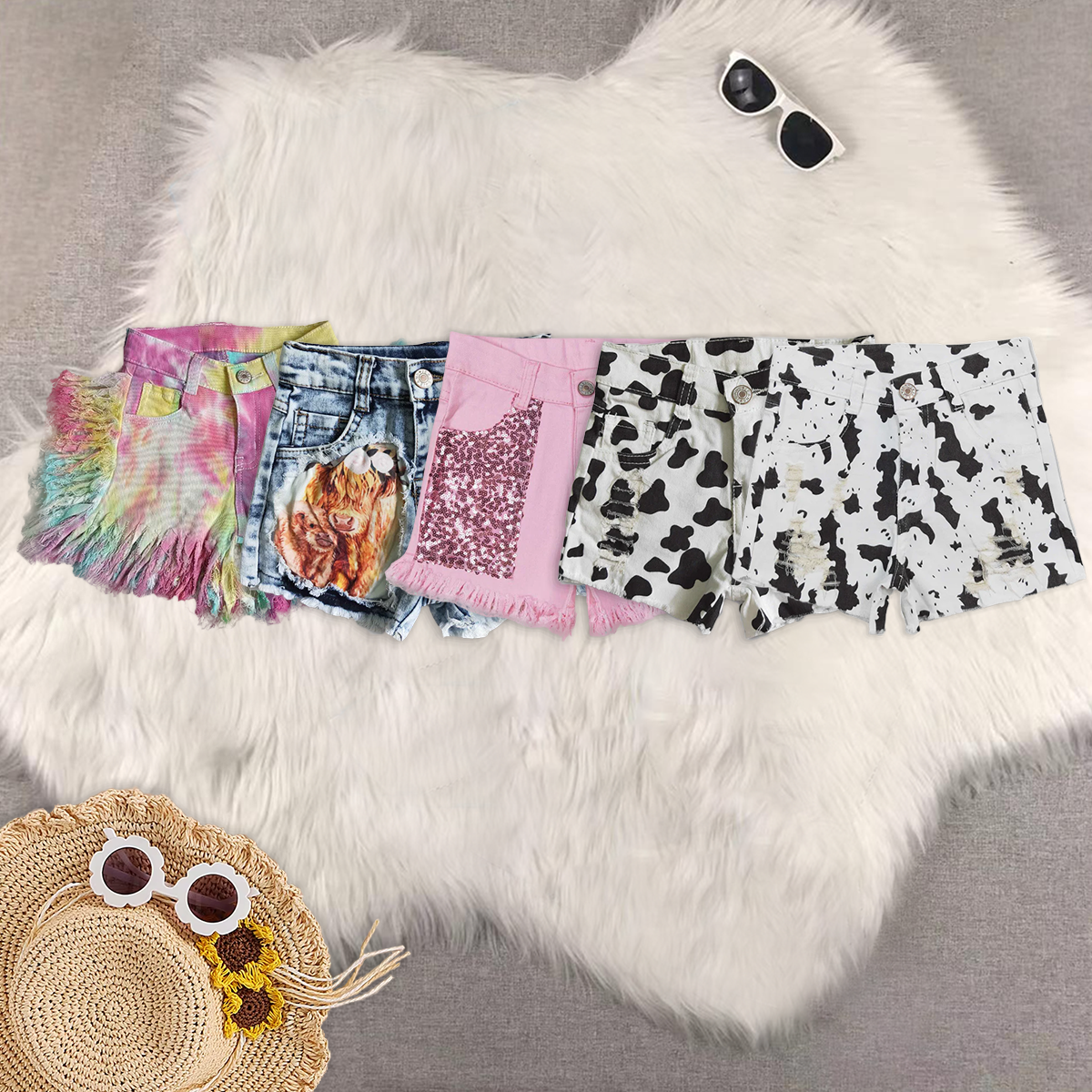 RTS NO MOQ baby girl clothes summer jeans shorts