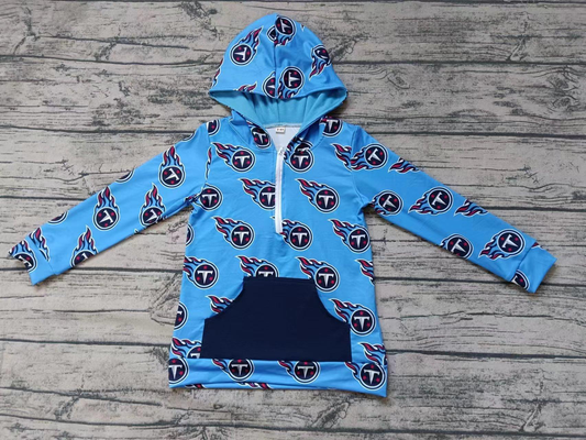 Custom moq 5 mix size milk silk baby girls clothes team blue hooded long sleeve top-25.8.2