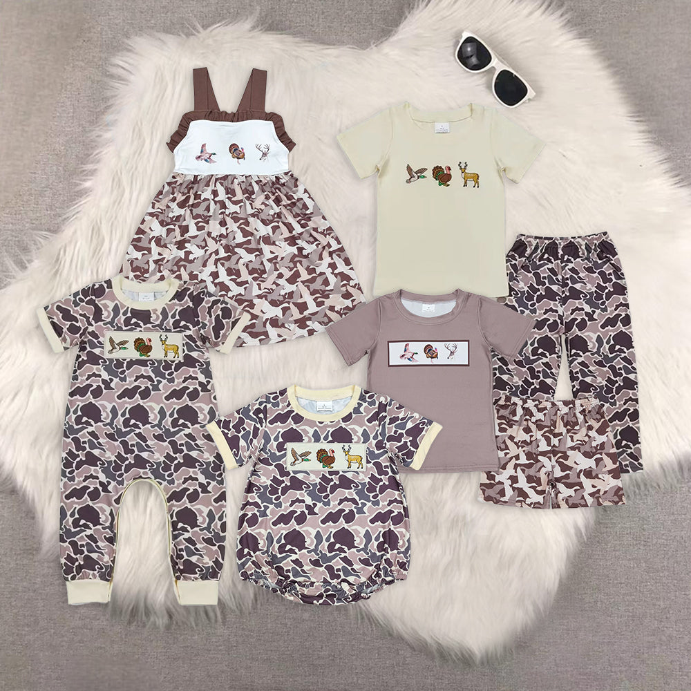 RTS NO MOQ baby Girls Clothes thanksgiving day turkey short sleeve shorts Sets and dress romper